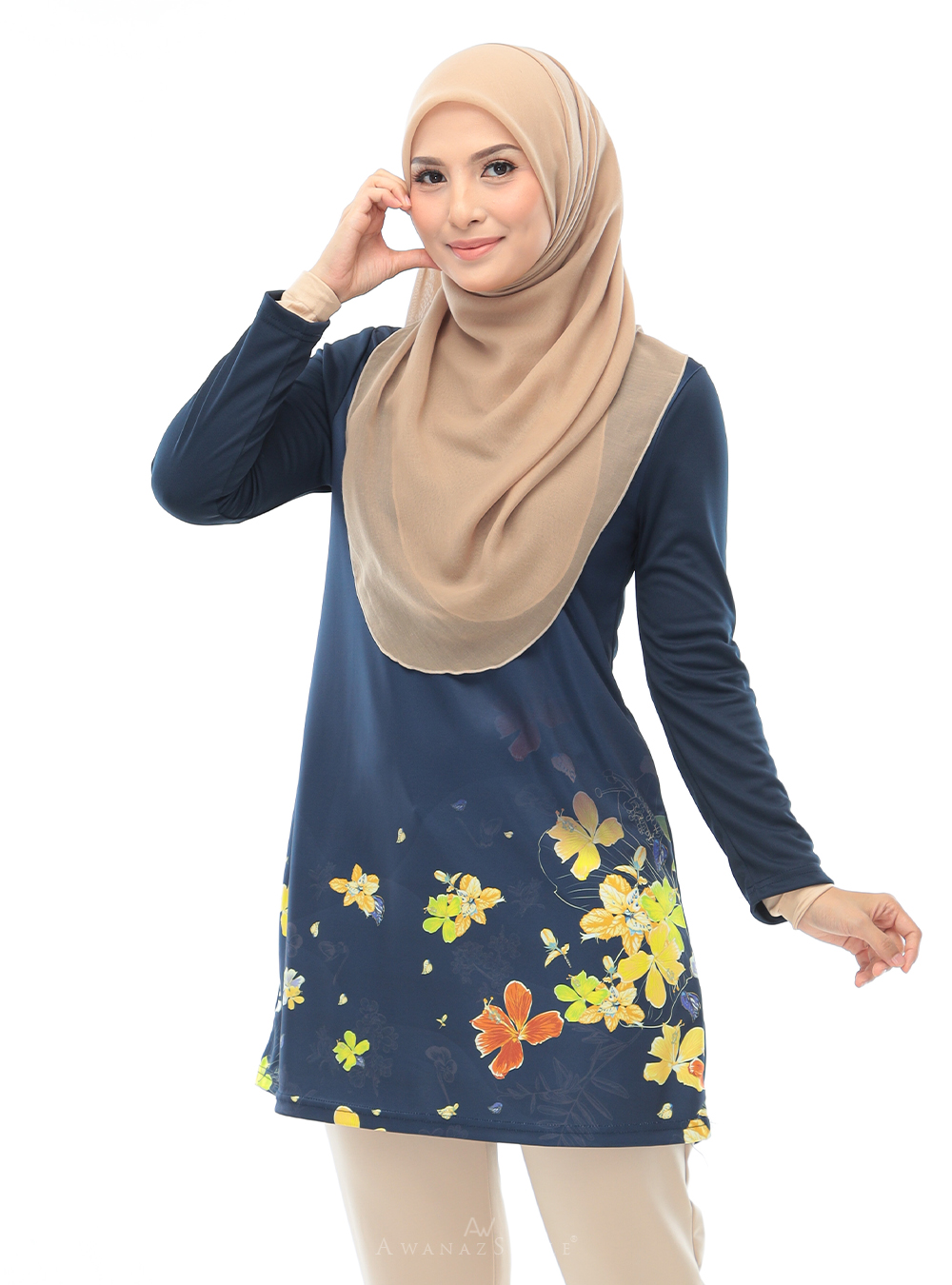 Awanazstyle | Muslimah With Fashion | Embun | Navy Blue