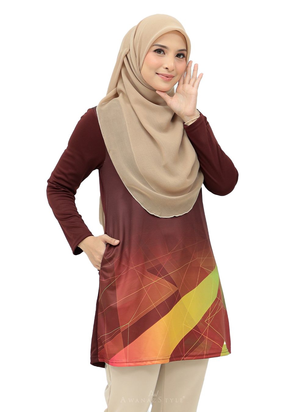Awanazstyle | Muslimah With Fashion | Haura | Burgundy Brown